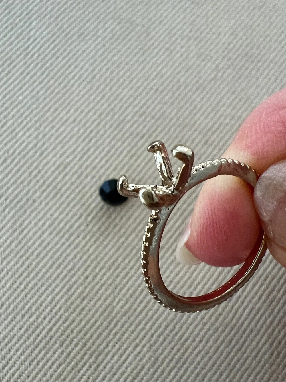 Adia Kibur Gold Ring with Black Faceted Stone